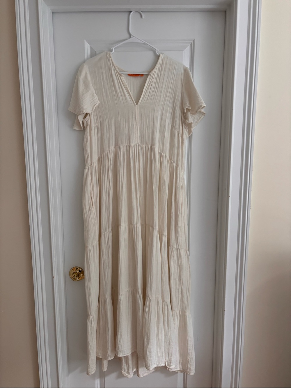 Oliphant Cream Tiered V-Neck Maxi Dress